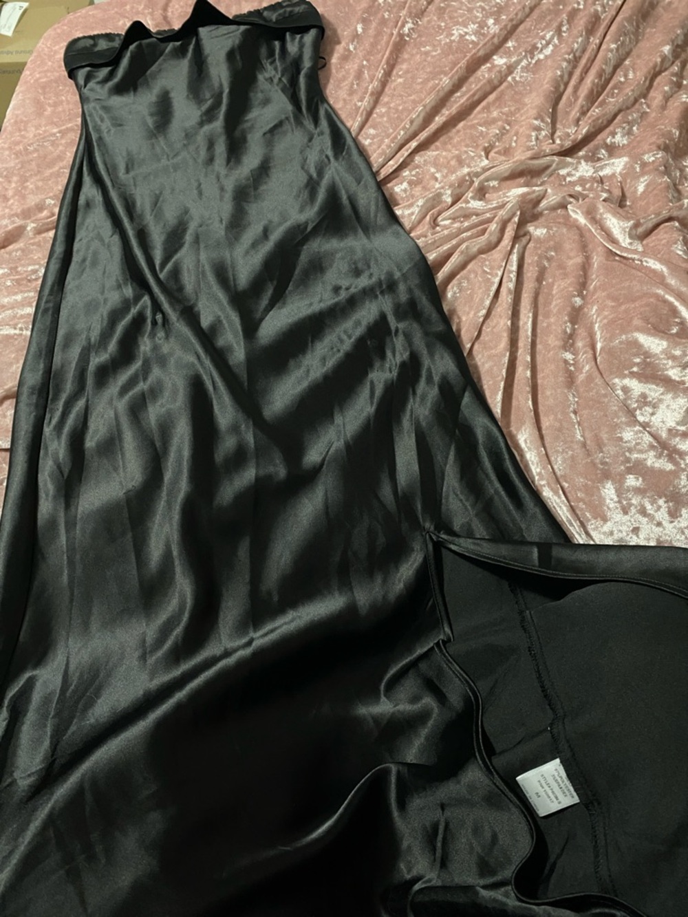 Altar'd State Black Strapless Satin Dress
